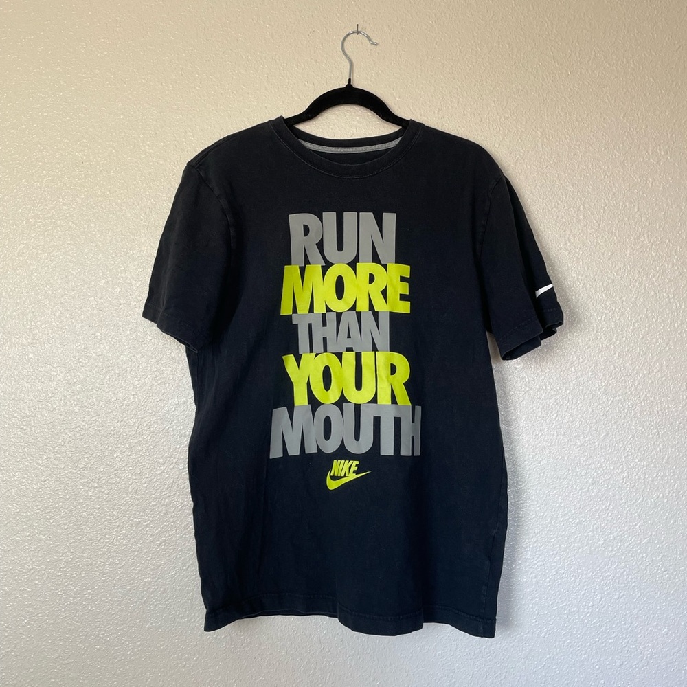 Nike Large Black Graphic Tee – “Run More Than Your Mouth” Men’s L or Women’s XL
